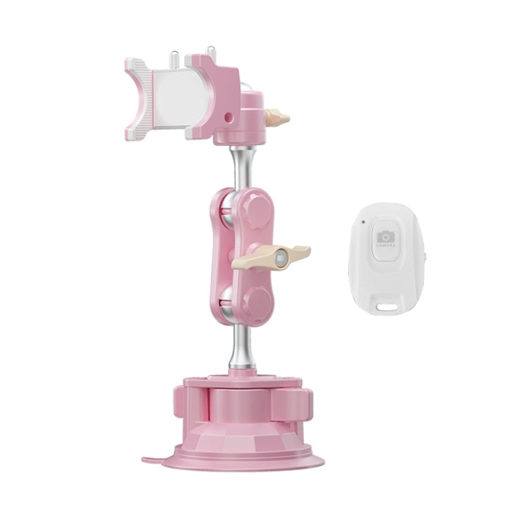 UBA-PINK01B Universal Hand Car Mobile Phone Suction Cup Bracket with Remote Control(Pink)