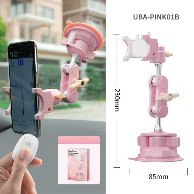 UBA-PINK01B Universal Hand Car Mobile Phone Suction Cup Bracket with Remote Control(Pink)