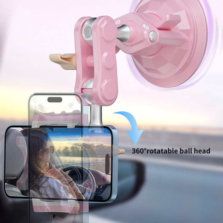 UBA-PINK01B Universal Hand Car Mobile Phone Suction Cup Bracket with Remote Control(Pink)