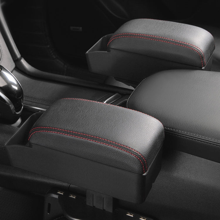 1 Pair Car USB Charger PU Leather Wrapped Armrest Box Cushion with Storage Box