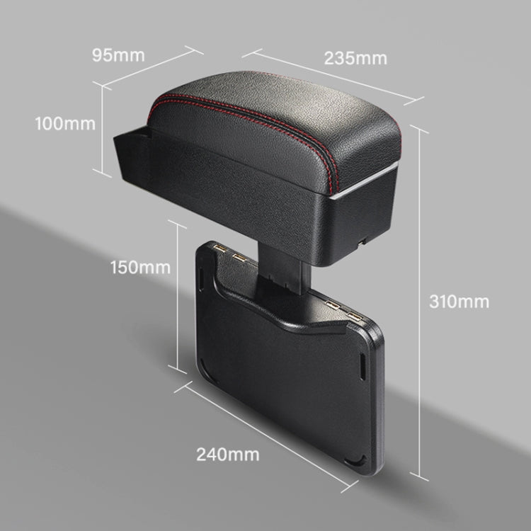 1 Pair Car Qi Standard Wireless Charger PU Leather Wrapped Armrest Box Cushion with Storage Box