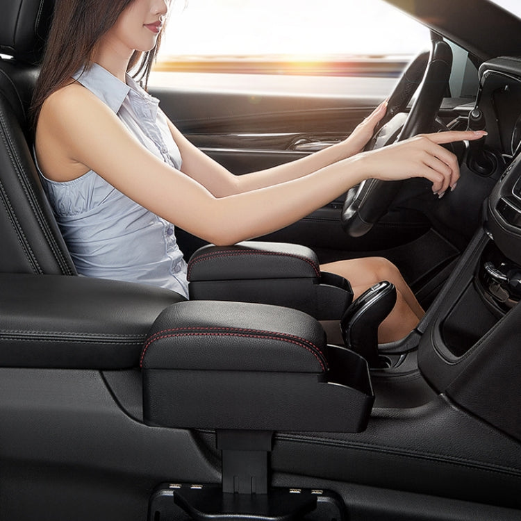 1 Pair Car Qi Standard Wireless Charger PU Leather Wrapped Armrest Box Cushion with Storage Box