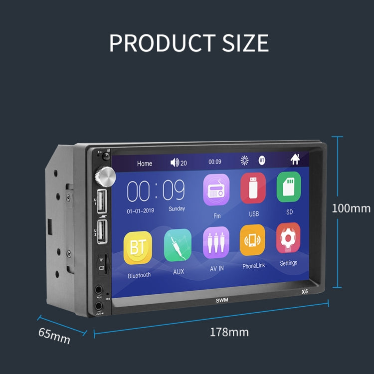 X5 7 inch 800x480 Universal Car Radio Receiver MP5 Player, Support FM & Bluetooth & USB & AUX