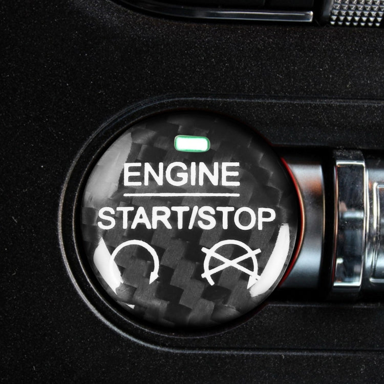 Car Carbon Fiber Engine Start Button Decorative Cover Trim for Ford Mustang 2015-2019