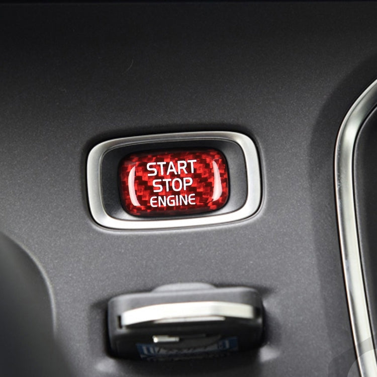 Car Carbon Fiber Engine Start Button Decorative Cover Trim for Volvo V40 2013-2019