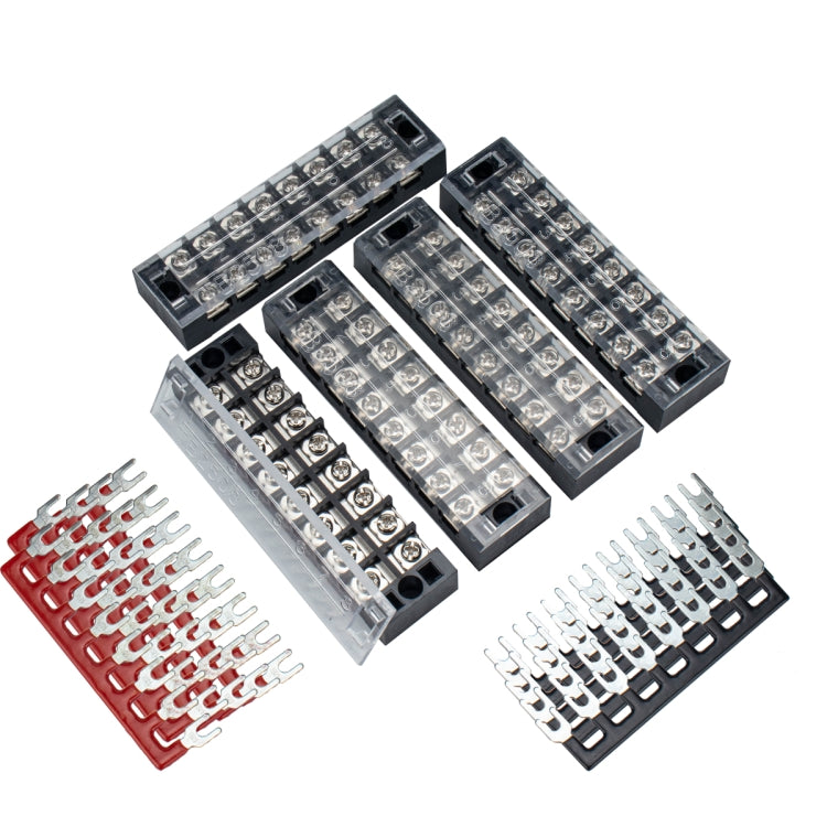 5 PCS Car 8-way 25A TB-2508 Dual Row Power Terminal Connector + 8-position Connection Strip with Cover