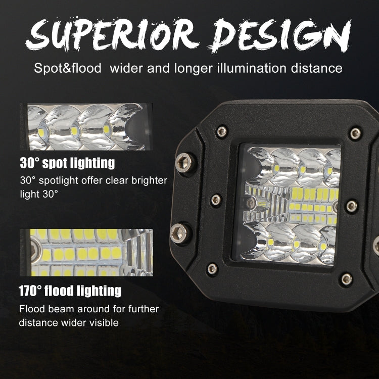 2 PCS Car 3-row 5 inch Embedded Front Bumper Light Work Light with Bracket