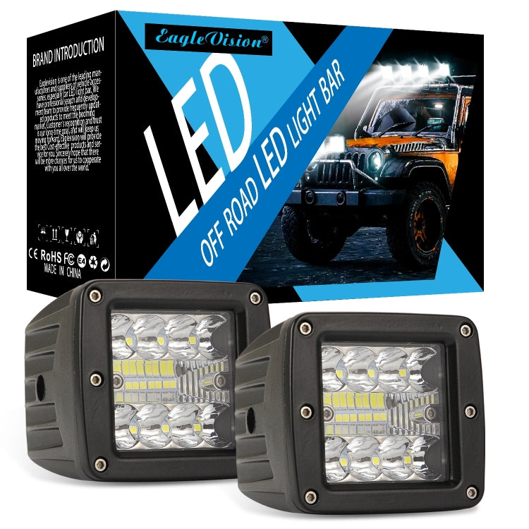 2 PCS Car 3-row 3 inch Embedded Front Bumper Light Work Light