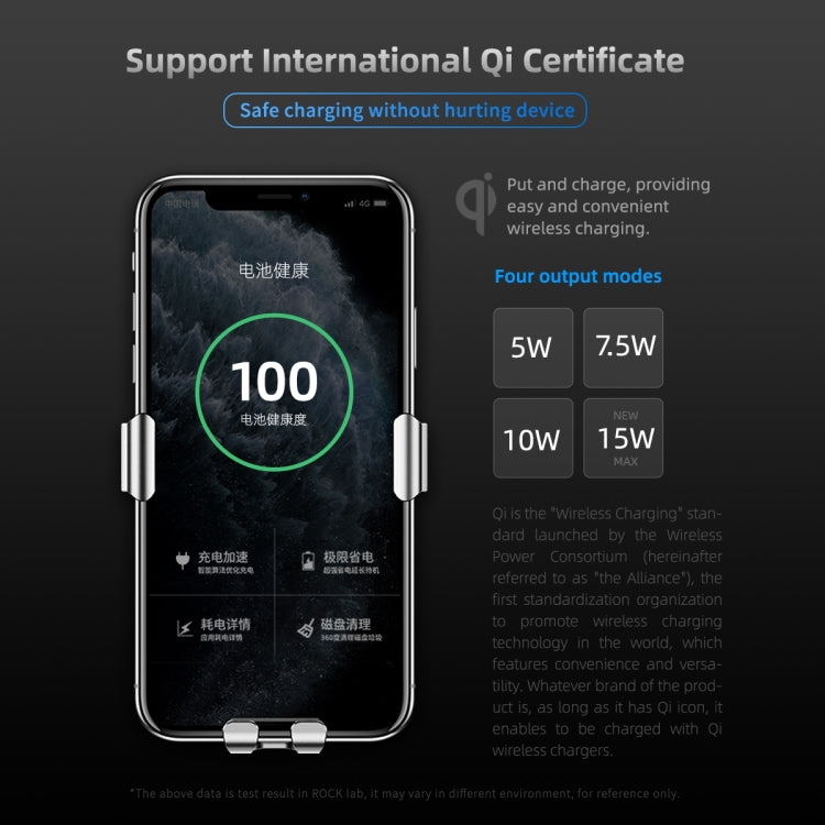 ROCK W25 Car Stand Wireless Fast Charger Air Outlet  Gravity Phone Bracket