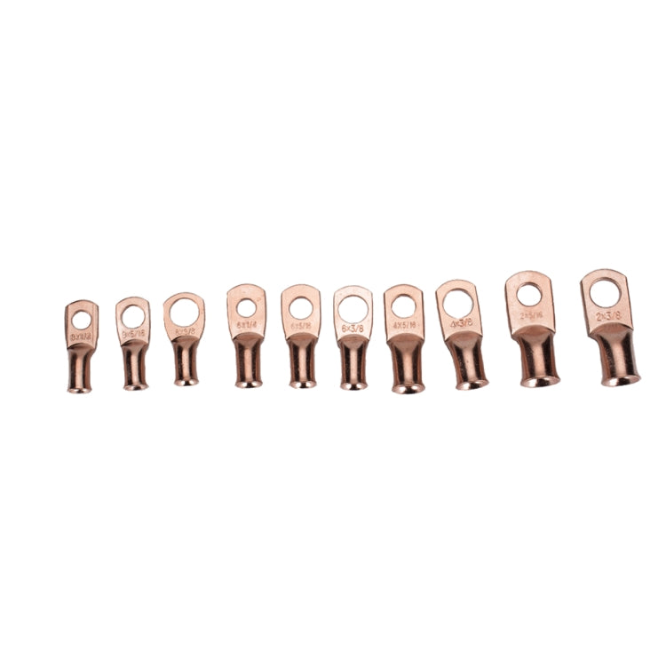 64 PCS Wire Terminals Connector Cable Lugs AWG T2 Copper Heavy-duty Cold-pressed Battery Cable Ends
