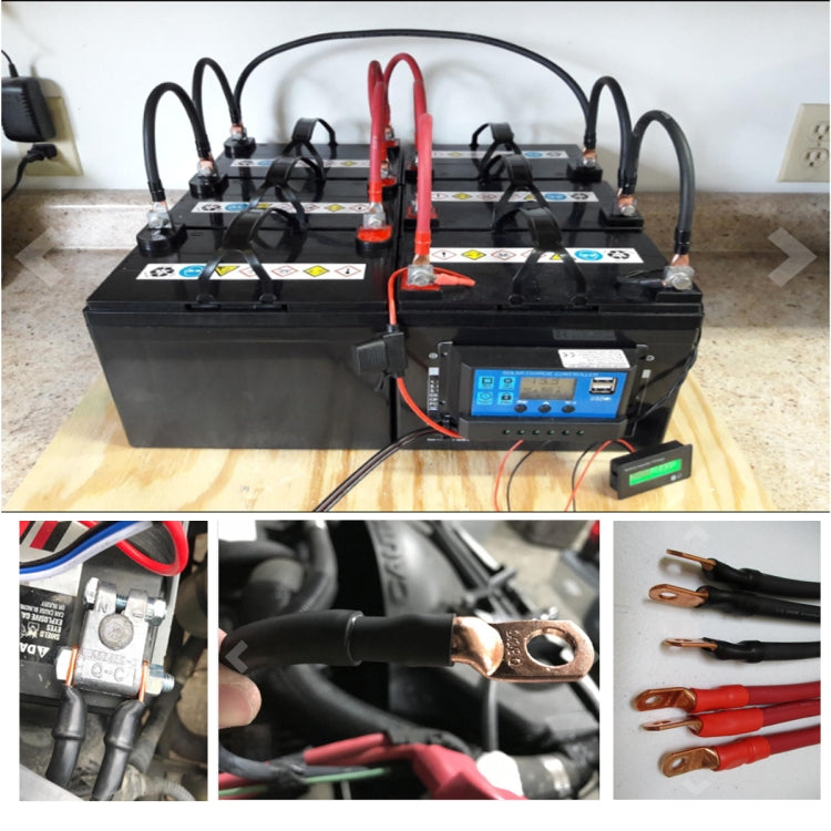 64 PCS Wire Terminals Connector Cable Lugs AWG T2 Copper Heavy-duty Cold-pressed Battery Cable Ends