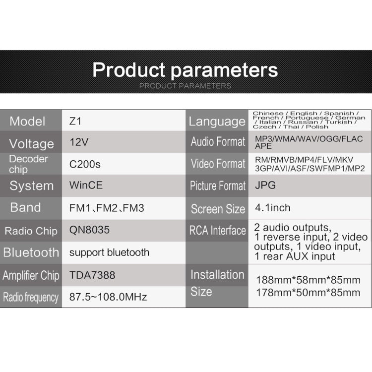 4.1 inch HD Touch Screen Car Bluetooth MP5 Player, Support Mirror Link & FM