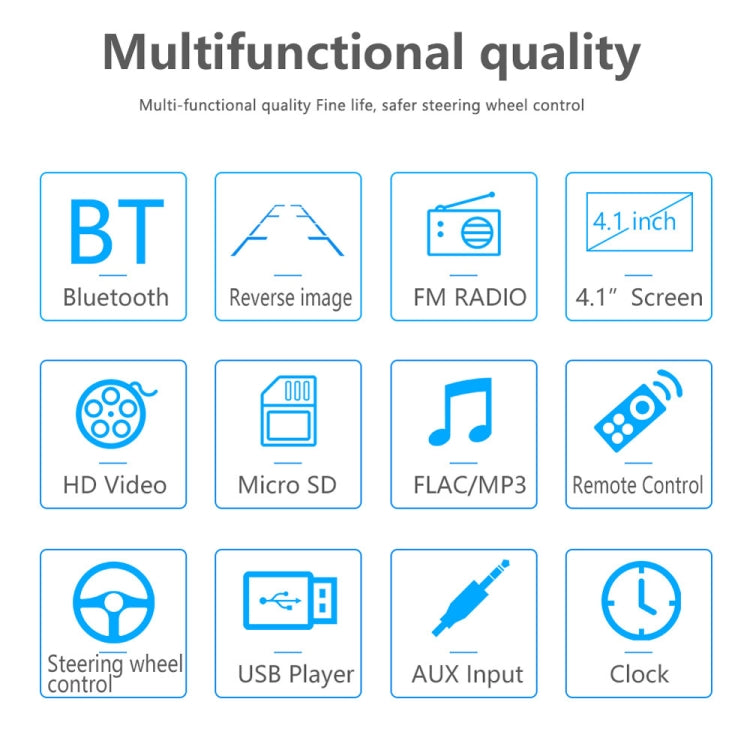 4.1 inch HD Touch Screen Car Bluetooth MP5 Player, Support Mirror Link & FM