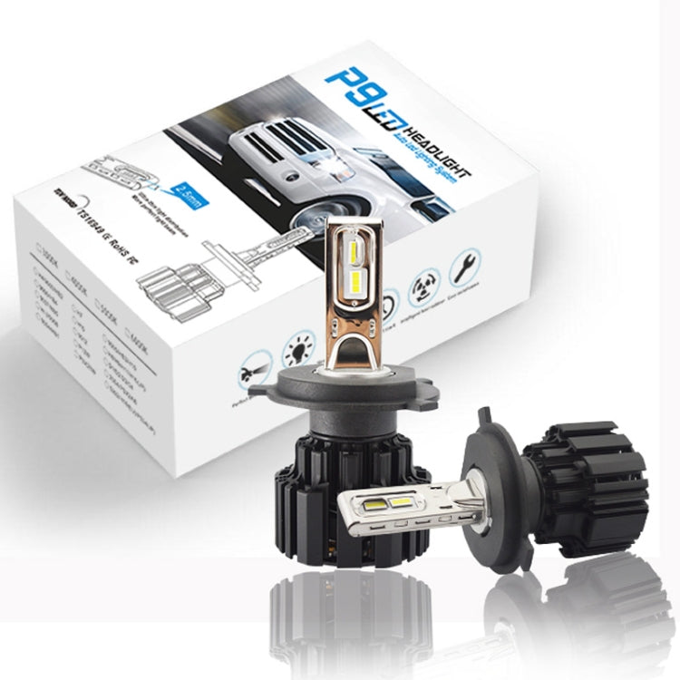 2 PCS P9 H4 DC11-30V 50W 6000K 6800LM Car LED Headlight Lamps