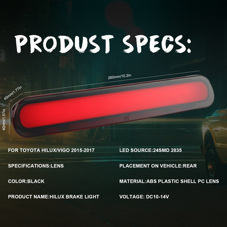 DC10-14V 24LEDs SMD-2835 Car Short High Position Brake Light for Toyota Hilux Vigo 2015-2017
