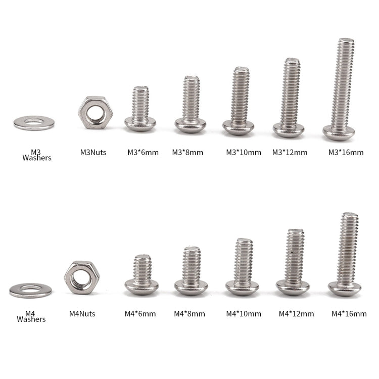 320 PCS 304 Stainless Steel Screws and Nuts Hex Socket Head Cap Screws Gasket Wrench Assortment Set Kit