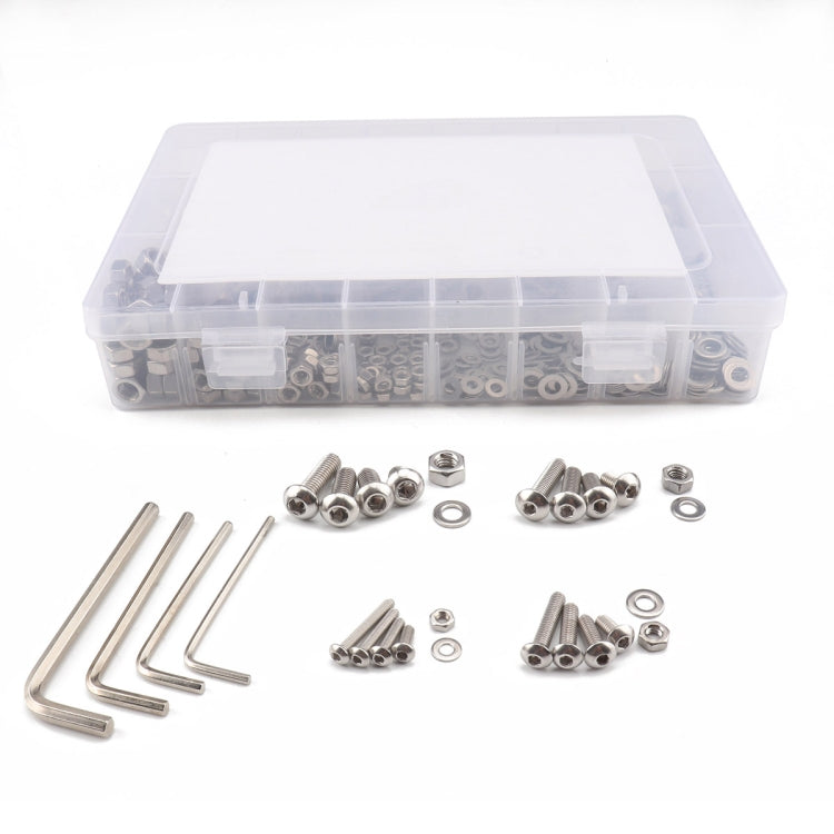 520 PCS 304 Stainless Steel Screws and Nuts Hex Socket Head Cap Screws Gasket Wrench Assortment Set Kit