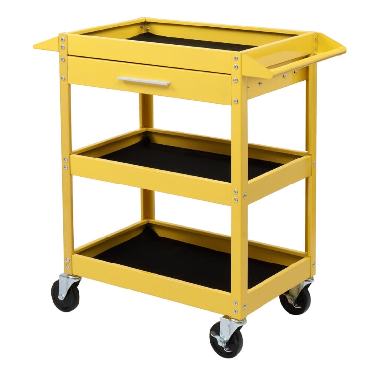 [US Warehouse] 3-Tray Stainless Steel Rolling Utility Cart Trolley with Drawer, Capacity: 330 LBS