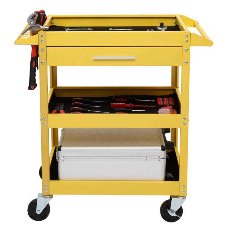 [US Warehouse] 3-Tray Stainless Steel Rolling Utility Cart Trolley with Drawer, Capacity: 330 LBS