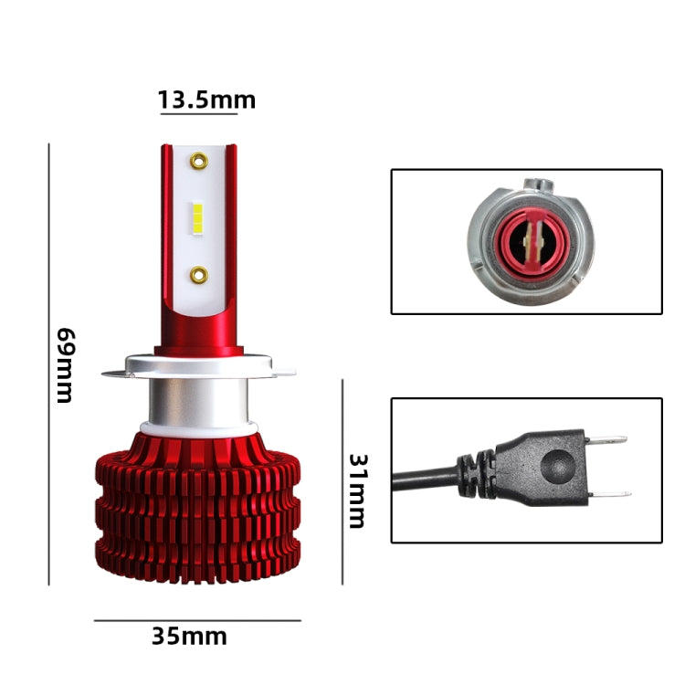 2 PCS KINGSOFE K5 H7 DC9-36V / 18W / 2000LM / 6000K IP68 Car LED Headlight Lamps (Cool White)