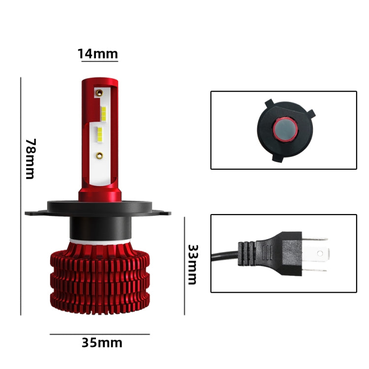 2 PCS KINGSOFE K5 H4 DC9-36V / 18W / 2000LM / 6000K IP68 Car LED Headlight Lamps (Cool White)