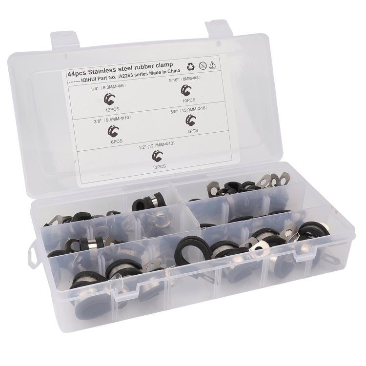 44 in 1 Car Rubber Cushion Pipe Clamps Stainless Steel Clamps