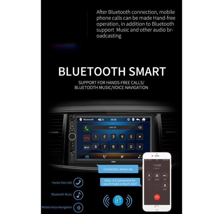 A7 7 inch Universal Car Radio Receiver MP5 Player, Support FM & Bluetooth & Phone Link with Remote Control