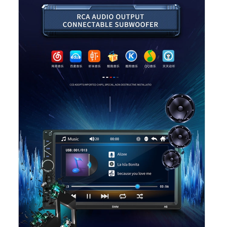 A6 7 inch Universal Car Radio Receiver MP5 Player, Support FM & Bluetooth & Phone Link with Remote Control