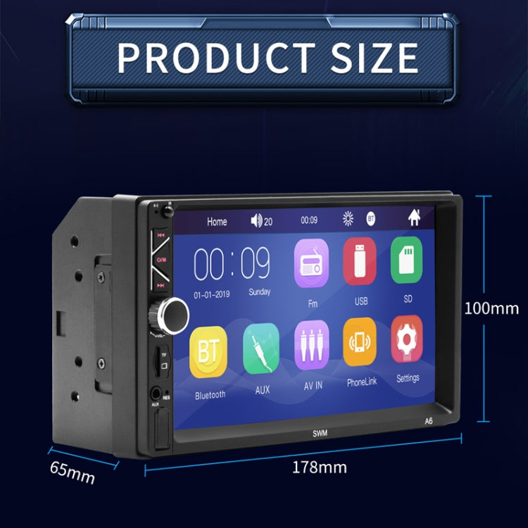 A6 7 inch Universal Car Radio Receiver MP5 Player, Support FM & Bluetooth & Phone Link with Remote Control