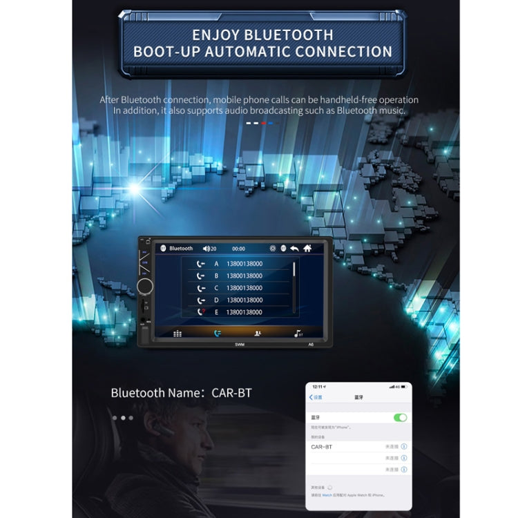 A6 7 inch Universal Car Radio Receiver MP5 Player, Support FM & Bluetooth & Phone Link with Remote Control
