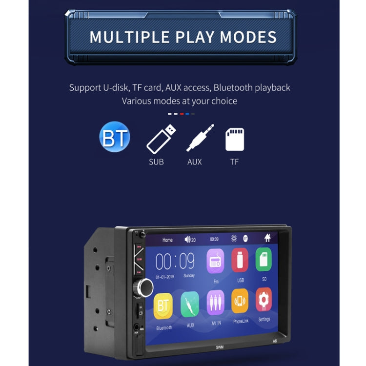 A6 7 inch Universal Car Radio Receiver MP5 Player, Support FM & Bluetooth & Phone Link with Remote Control