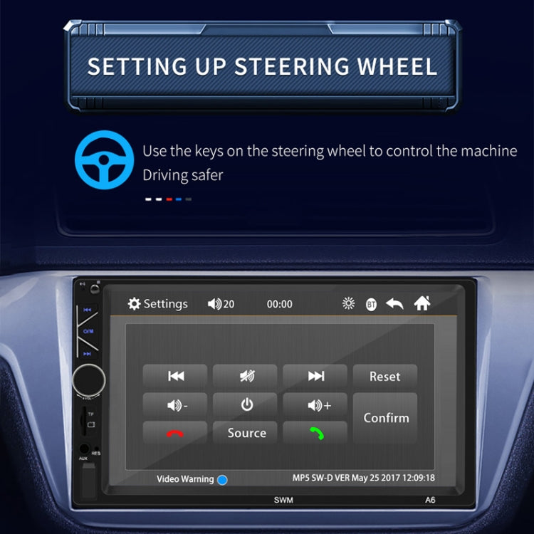A6 7 inch Universal Car Radio Receiver MP5 Player, Support FM & Bluetooth & Phone Link with Remote Control