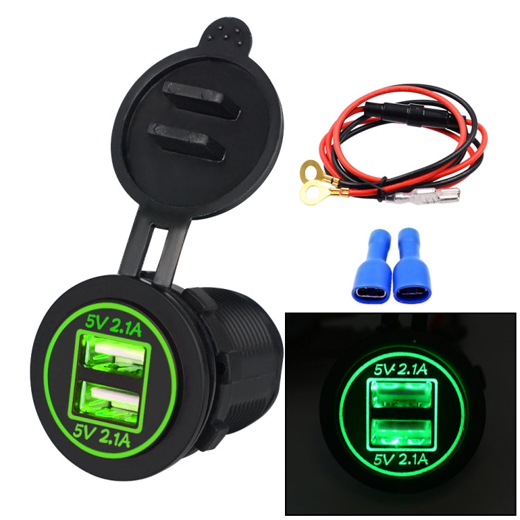 Universal Car Dual USB Charger Power Outlet Adapter 4.2A 5V IP66 with Aperture + 60cm Cable