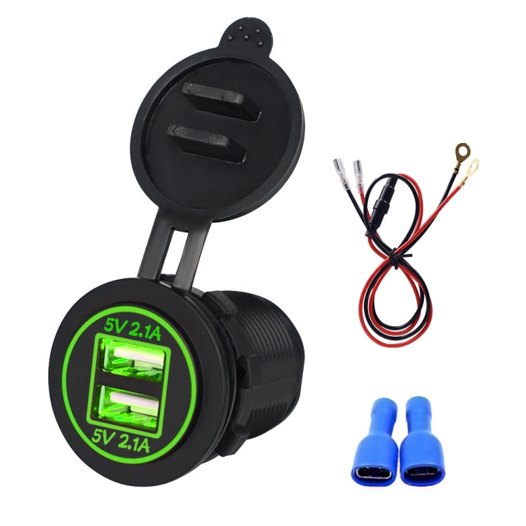 Universal Car Dual USB Charger Power Outlet Adapter 4.2A 5V IP66 with Aperture + 60cm Cable