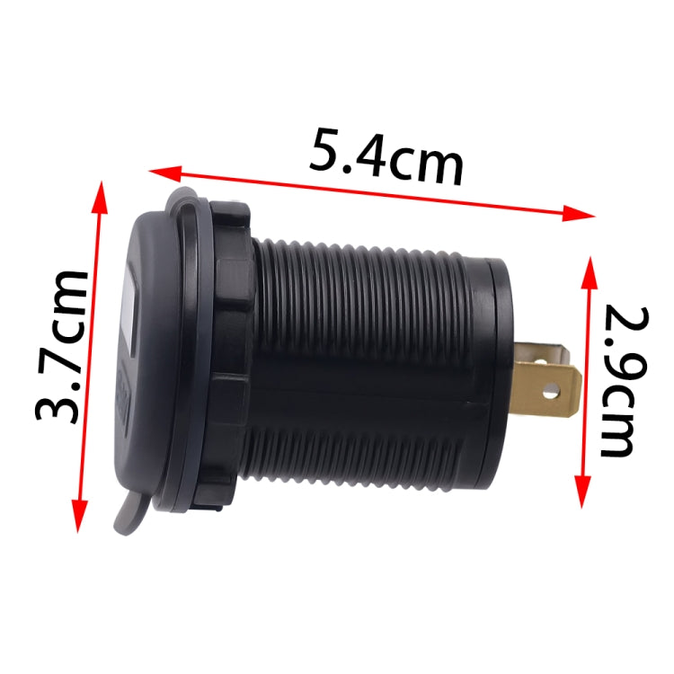 Universal Car Single Port USB Charger Power Outlet Adapter 2.1A 5V IP66 with LED Digital Voltmeter + 60cm Cable
