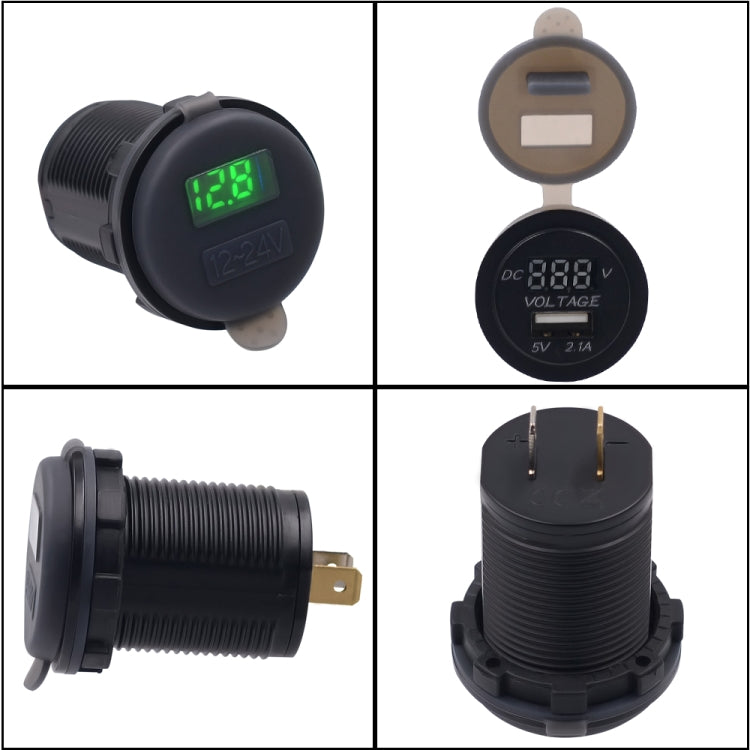 Universal Car Single Port USB Charger Power Outlet Adapter 2.1A 5V IP66 with LED Digital Voltmeter + 60cm Cable