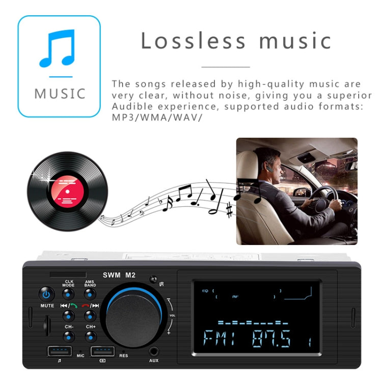 SWM-M2 Universal Car 12V Bluetooth Radio Receiver MP3 Player, Support FM with Remote Control