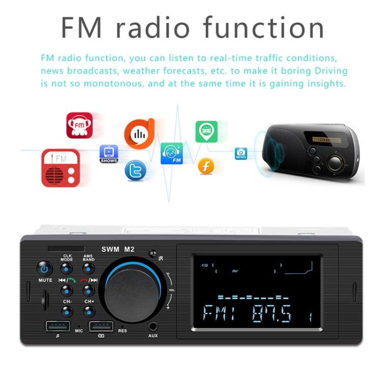 SWM-M2 Universal Car 12V Bluetooth Radio Receiver MP3 Player, Support FM with Remote Control