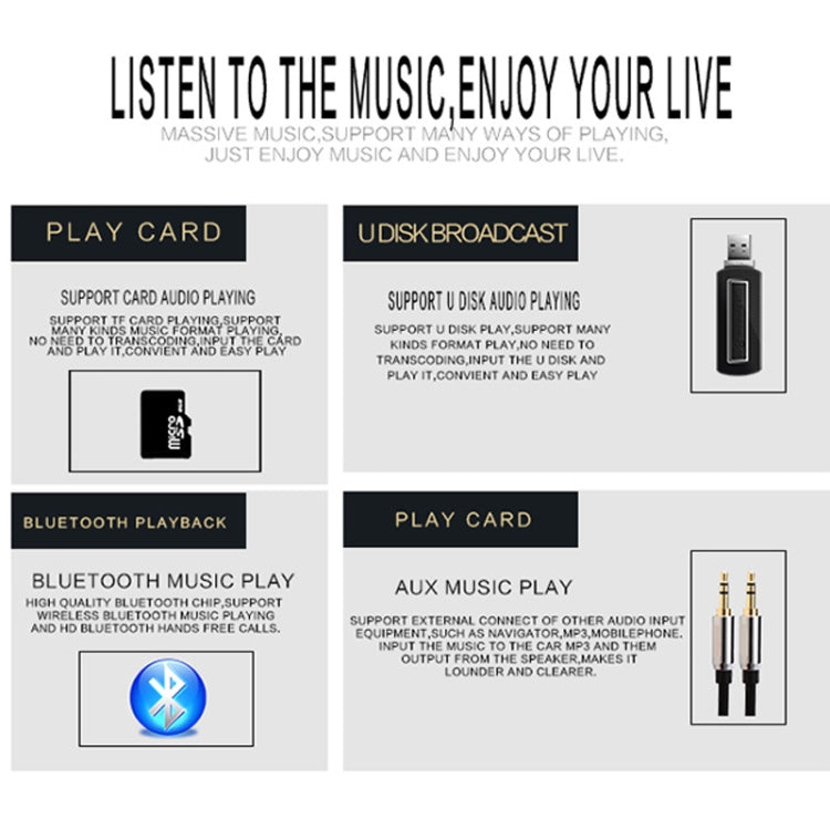 8809 Universal Car 12V Bluetooth Radio Receiver MP3 Player, Support FM with Remote Control