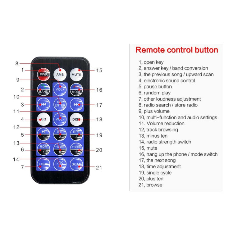 1010BT Universal Car 12V Bluetooth Radio Receiver MP3 Player, Support FM with Remote Control