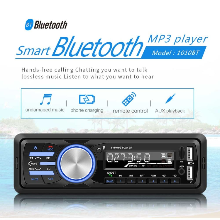 1010BT Universal Car 12V Bluetooth Radio Receiver MP3 Player, Support FM with Remote Control