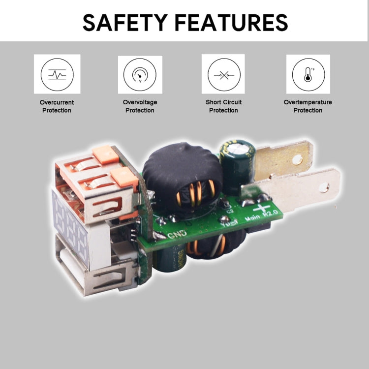 Universal Car QC3.0 Dual Port USB Charger Power Outlet Adapter 5V 2.4A IP66 with LED Digital Voltmeter