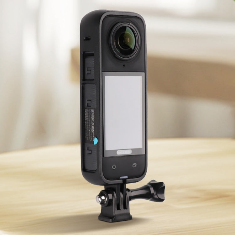 For Insta360 X4  PC Plastic Protective Frame with Adapter Mount & Screw  - Black
