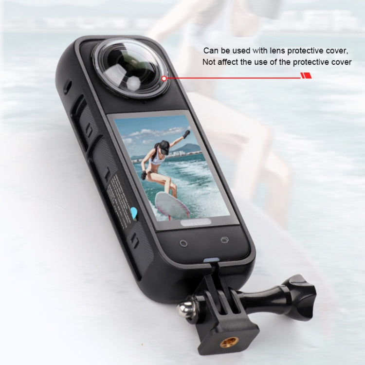 For Insta360 X4  PC Plastic Protective Frame with Adapter Mount & Screw  - Black