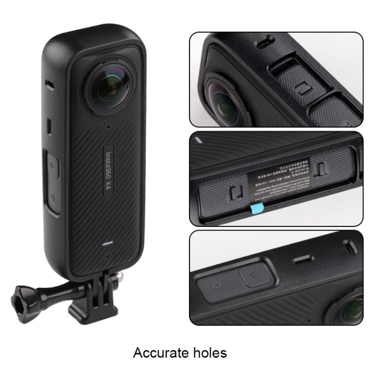 For Insta360 X4  PC Plastic Protective Frame with Adapter Mount & Screw  - Black