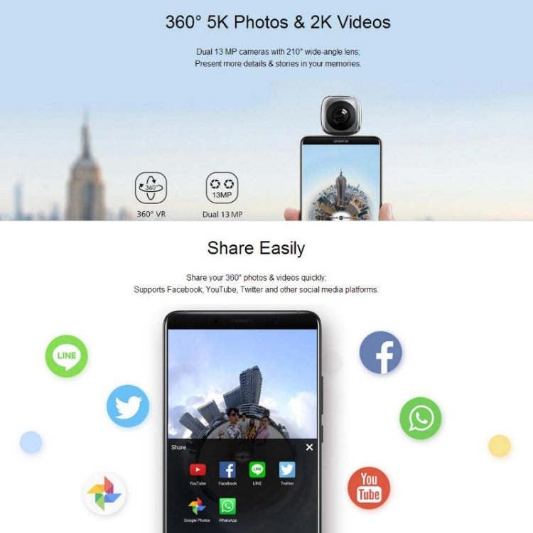 For Huawei CV60 Panoramic Camera with Dual 13 Megapixel Lens, Support 360 Degree Photo / Video, Asteroid / Crystal Ball / Fish Eye Effect, Self-timer, Social Sharing, Animation Production, VR Browsing