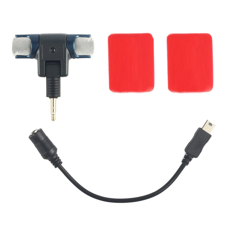External Mini Stereo MIC Microphone with 17CM 3.5mm to Mini USB 5 Pin Adapter Cable for GoPro HERO 4 / 3+ / 3, Microphone Size: 5.5 * 5.5 * 1.5cm