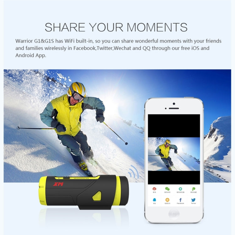 XM Warrior G1S Sony IMX 291 1080P 165 Degrees Wide Angle WiFi Sport 3ATM Waterproof Action Camera with Wireless Remote Controller, Support 32G Micro SD Card & Starlight(Blue)
