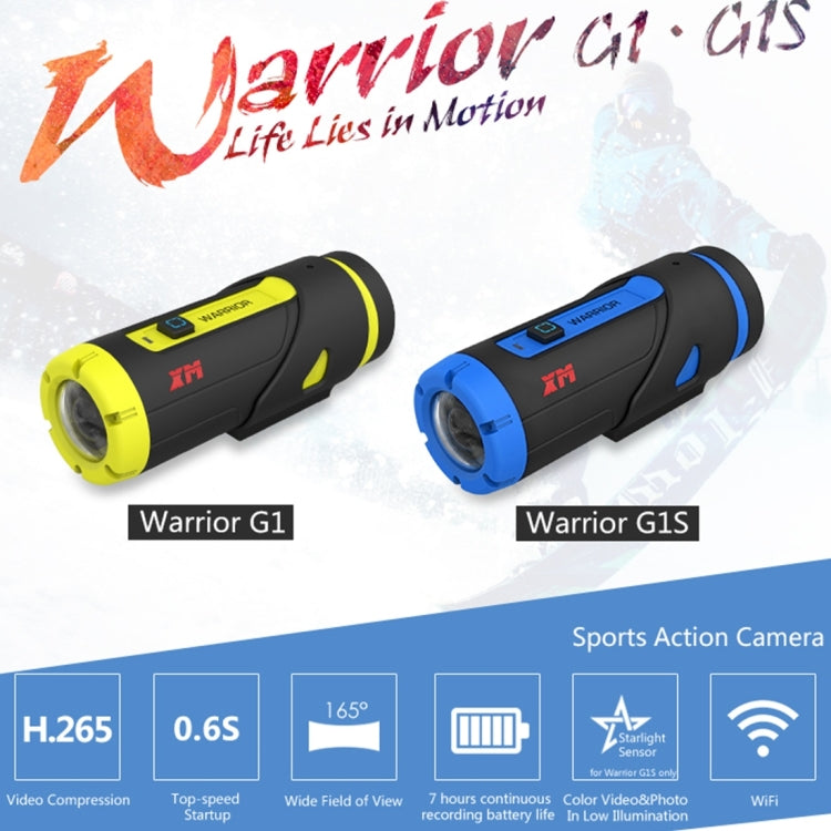 XM Warrior G1S Sony IMX 291 1080P 165 Degrees Wide Angle WiFi Sport 3ATM Waterproof Action Camera with Wireless Remote Controller, Support 32G Micro SD Card & Starlight(Blue)