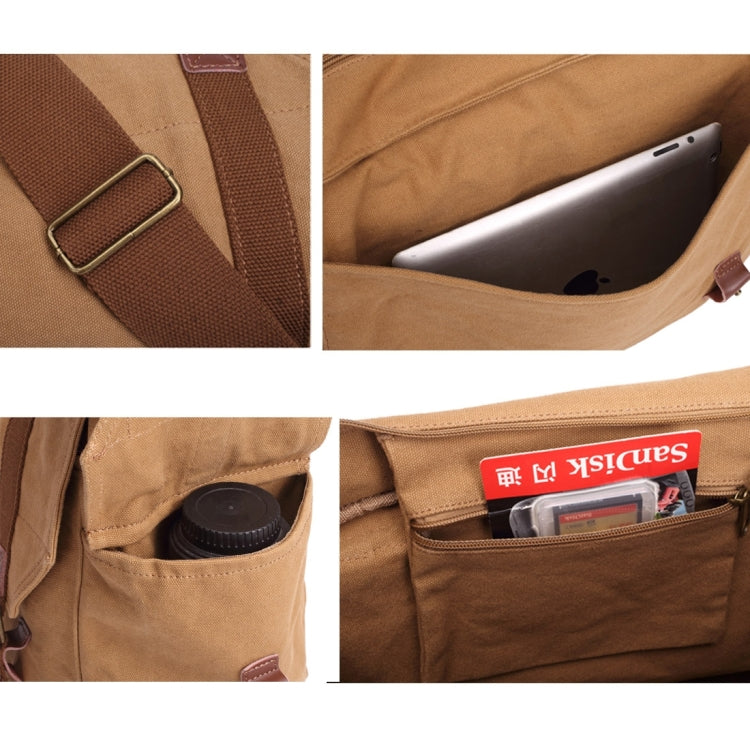 Multifunction Canvas Messenger Cameras Bags Travel Crossbody Shoulder Tablet Bag with Interior Lining, Size: 38x28x18cm